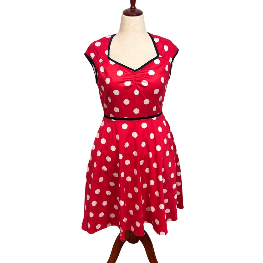 Disney Parks Minnie Mouse red & white polka dot dress costume fit flare Sz M